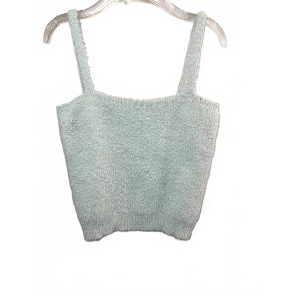 Willow & Wind Tops - Women's Fuzzy Knit Tank Top - Light Mint